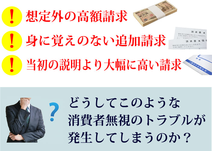 当初の説明より大幅に高い請求